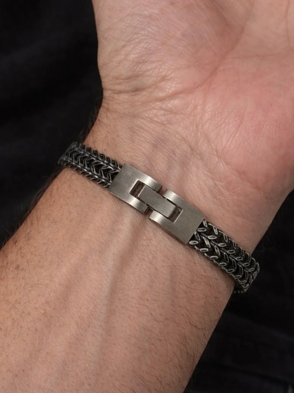 Stainless steel biker’s braided men’s bracelet